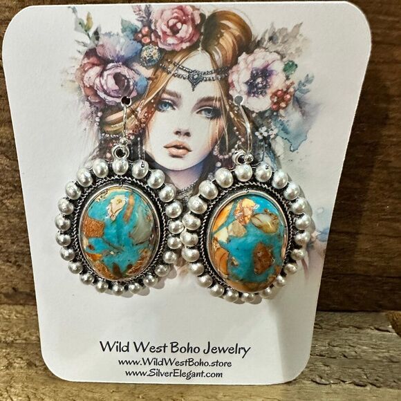Stunning Oval Gemstone Wire Earrings for Every Occasion, Boho Southwestern, Shi - Picture 7 of 7